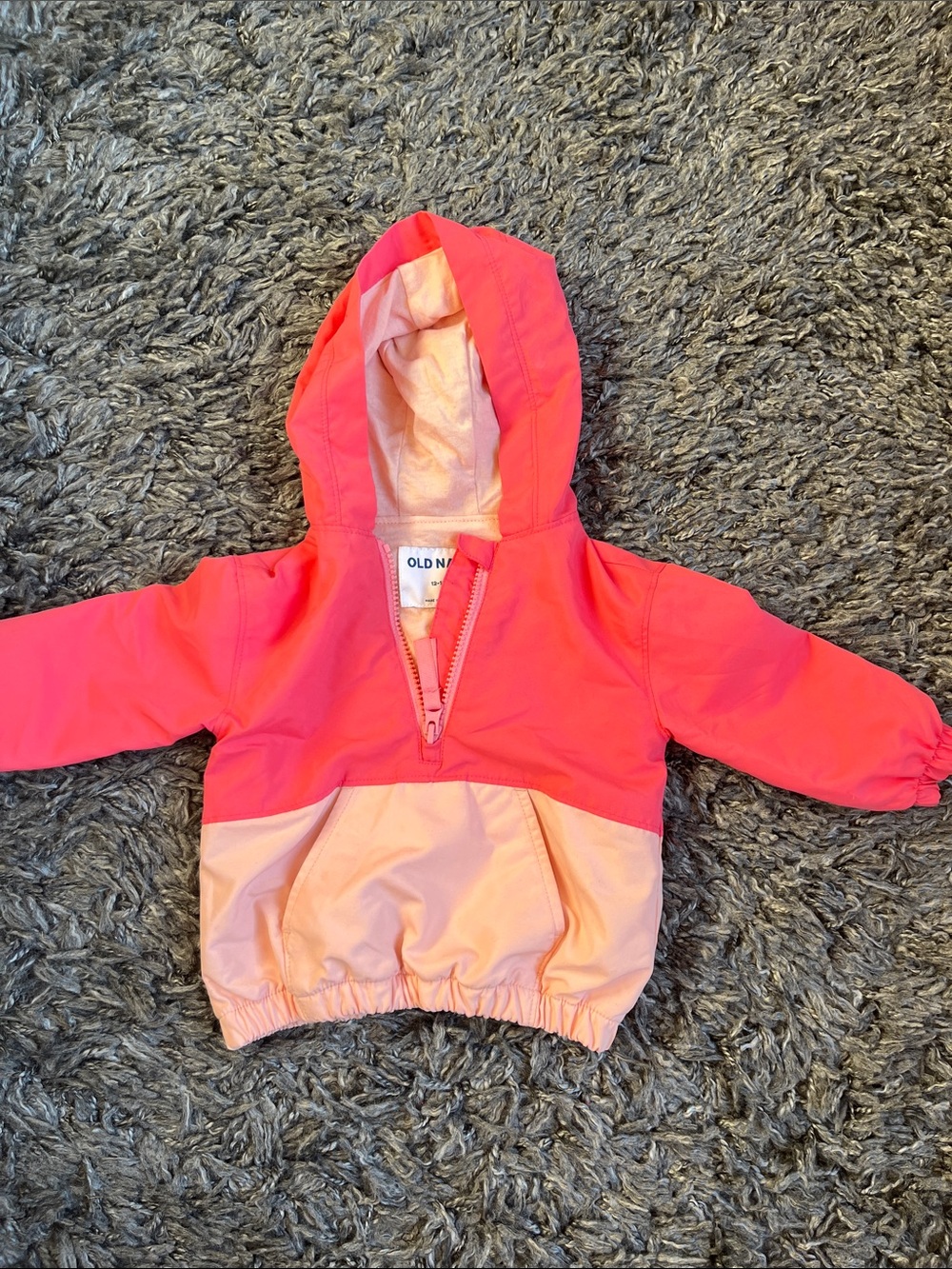 Old Navy Pink and Peach Hooded Kids' Anorak - Sz. 12-18 months